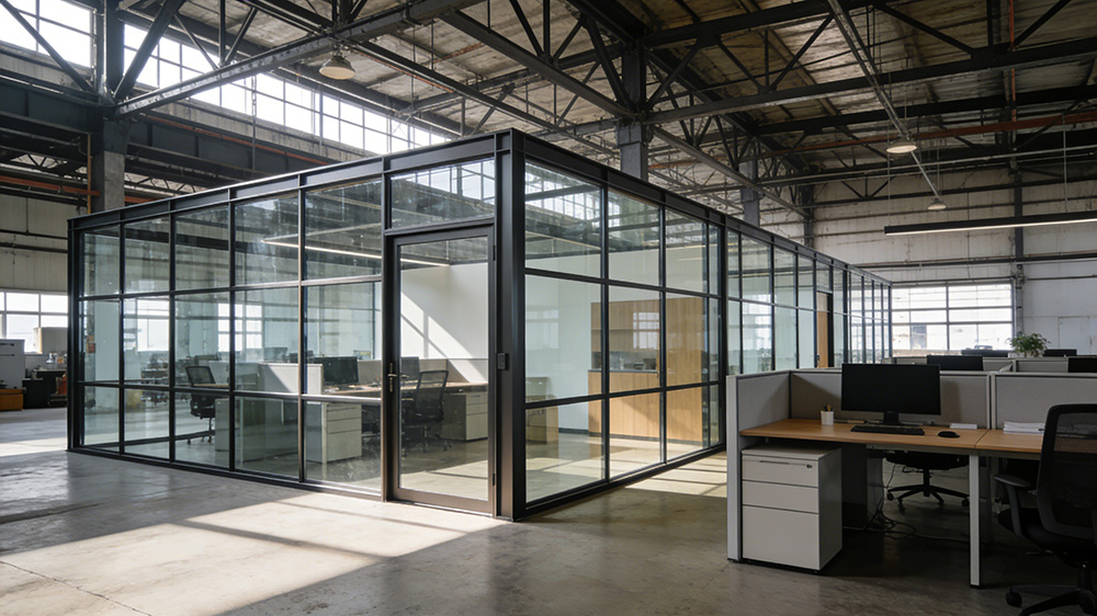 鋼結構廠房內辦公隔墻圖2